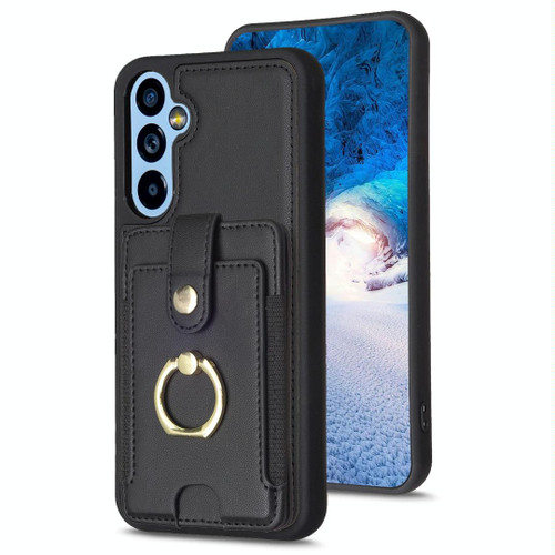 For Samsung Galaxy A34 BF27 Metal Ring Card Bag Holder Phone Case(Black)