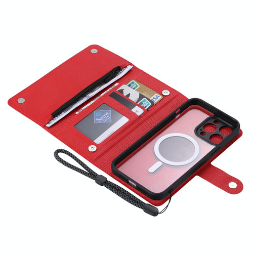 For iPhone 14 Pro Max ViLi GHB Series MagSafe Magnetic Zipper Leather Phone Case(Red)