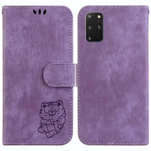 For Samsung Galaxy S20+ Little Tiger Embossed Leather Phone Case(Purple)