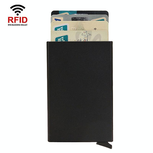 RFID Short Metal Card Case Credit Card Holder Wallet(Black)