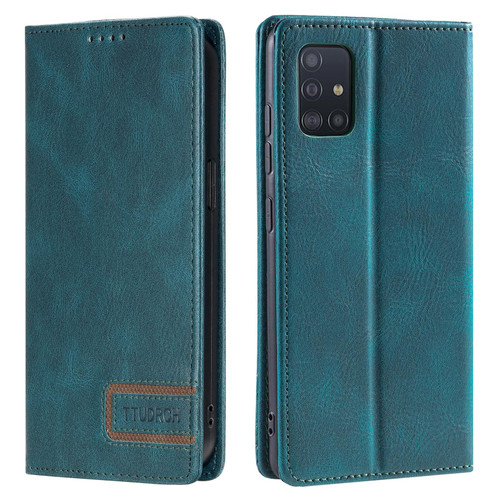 For Samsung Galaxy A71 5G TTUDRCH RFID Retro Texture Magnetic Leather Phone Case(Greem)