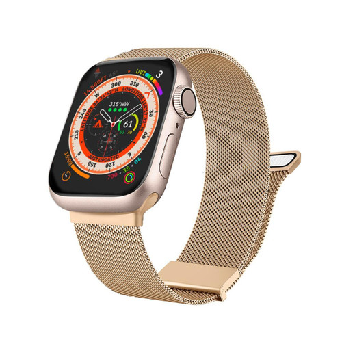 For Apple Watch 6 44mm Milan Double Magnetic Steel Mesh Watch Band(Rose Gold)