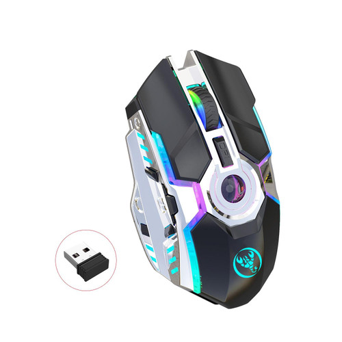 HXSJ T30 2400DPI RGB 2.4GHz Wireless Mouse(Black)