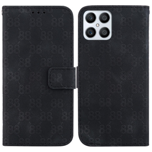 For Honor X8 Double 8-shaped Embossed Leather Phone Case(Black)