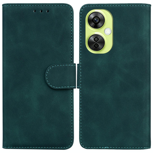For OnePlus Nord CE 3 Lite/Nord N30 Skin Feel Pure Color Flip Leather Phone Case(Green)