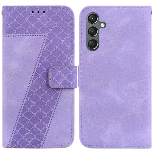 For Samsung Galaxy A25 5G 7-shaped Embossed Leather Phone Case(Purple) For Samsung Galaxy A25 5G 7-shaped Embossed Leather Phone Case(Purple)
