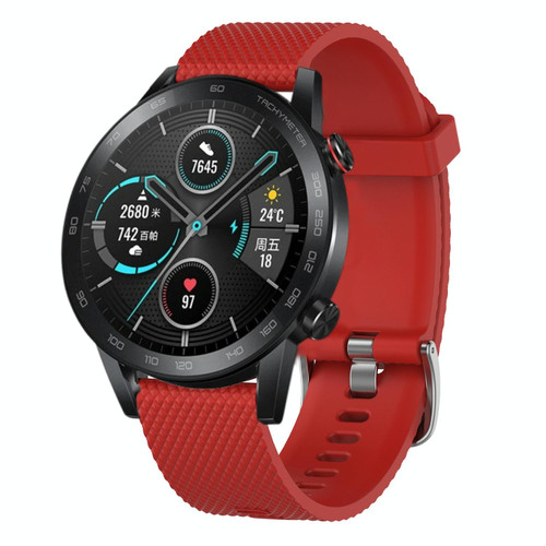 For Honor MagicWatch2 42mm 20mm Diamond Textured Silicone Watch Band(Red)