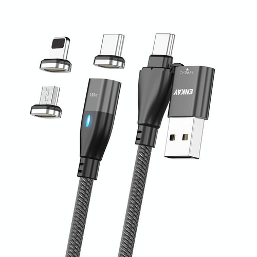 ENKAY 6-in-1 PD100W USB-A / Type-C to Type-C / 8 Pin / Micro USB Magnetic Fast Charging Cable, Cable Length:1m(Black)