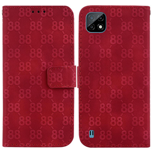 For Realme C20 / C11 2021 Double 8-shaped Embossed Leather Phone Case(Red)