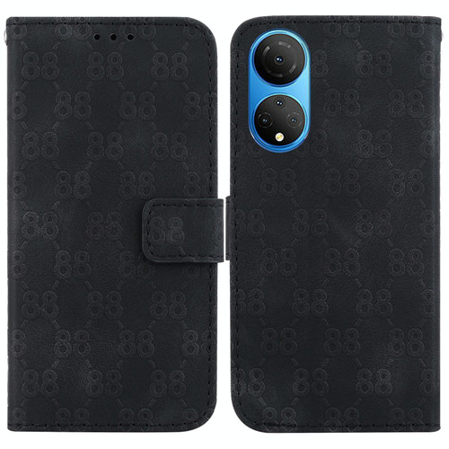 For Honor X7 Double 8-shaped Embossed Leather Phone Case(Black)