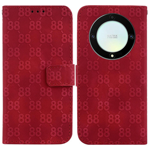 For Honor X9a Double 8-shaped Embossed Leather Phone Case(Red)