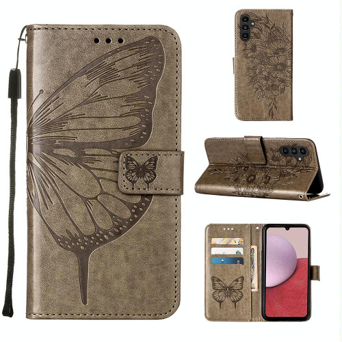 For Samsung Galaxy S23 FE 5G Embossed Butterfly Leather Phone Case(Grey) For Samsung Galaxy S23 FE 5G Embossed Butterfly Leather Phone Case(Grey)