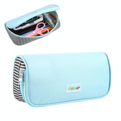FunAdd Pencil Case Cosmetic Storage Organizer Ant Cloth Glasses Bag, Size: 230 x 110 x 70mm (Light Blue)