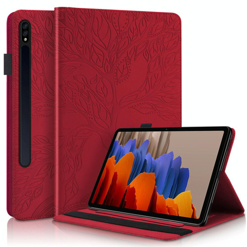For Samsung Galaxy Tab S9 / S8 / S7 Life Tree Series Horizontal Flip Leather Tablet Case(Red)