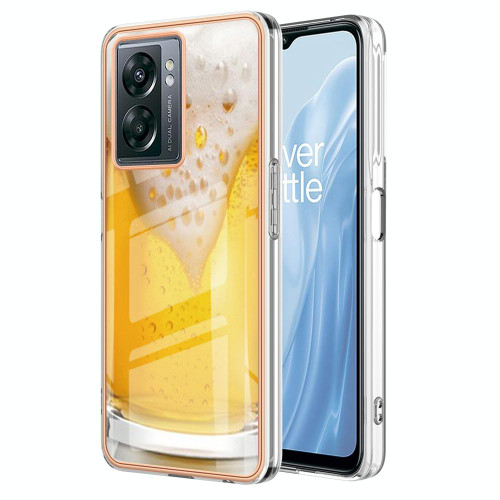 For OnePlus Nord N300 Electroplating Marble Dual-side IMD Phone Case(Draft Beer)