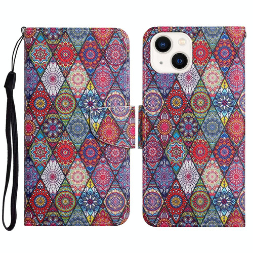 For iPhone 15 3D Colored Drawing Flip Leather Phone Case(Kaleidoscope)