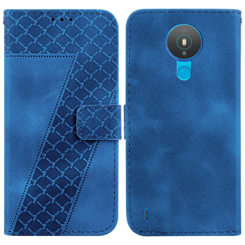 For Nokia 1.4 7-shaped Embossed Leather Phone Case(Blue)