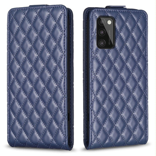 For Samsung Galaxy A41 Diamond Lattice Vertical Flip Leather Phone Case(Blue)
