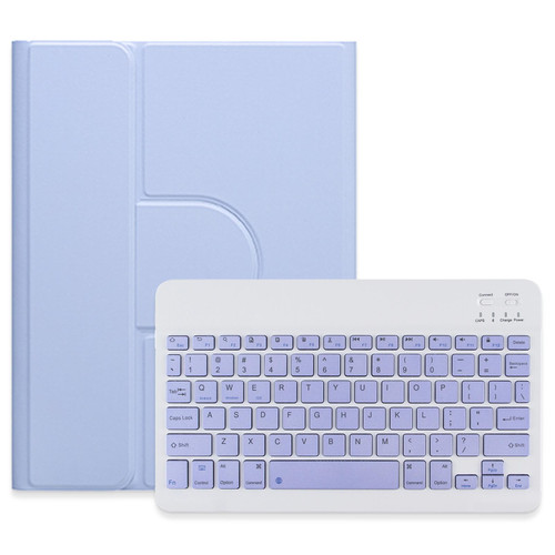 For iPad Air 2022 / iPad Pro 11 2021 Square Button 360 Degree Rotatable Bluetooth Keyboard Leather Case(Light Purple)