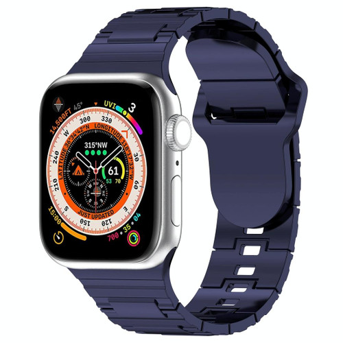 For Apple Watch 4 44mm Square Buckle Armor Style Silicone Watch Band(Plating Blue)