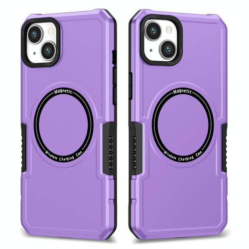 For iPhone 15 Plus MagSafe Shockproof Armor Phone Case(Purple)