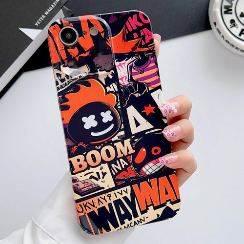 For iPhone SE 2022 / 2020 / 8 / 7 Painted Pattern Precise Hole PC Phone Case(Orange Comics)