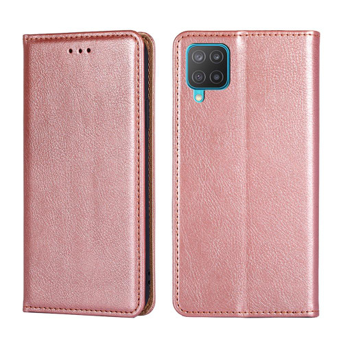 For Samsung Galaxy M12 / F12 Gloss Oil Solid Color Magnetic Leather Phone Case(Rose Gold)