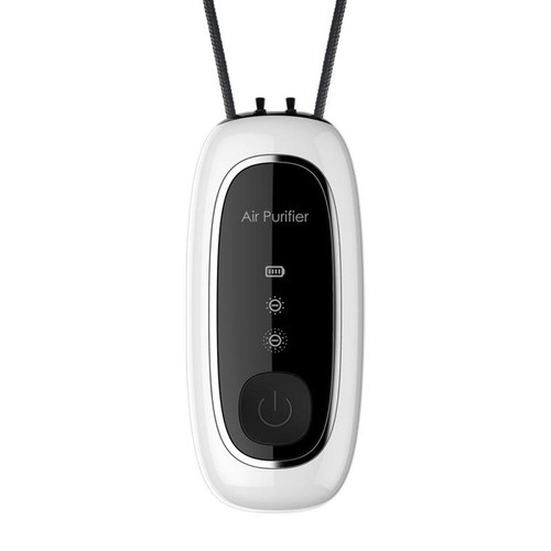 Upgrade Dual-brush Negative Ion Air Purifier Neck Small Portable Air Purifier, Style: Rope Model (White)