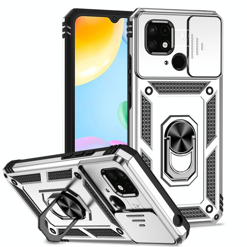 For Xiaomi Redmi 10C Sliding Camshield Holder Phone Case(Silver)