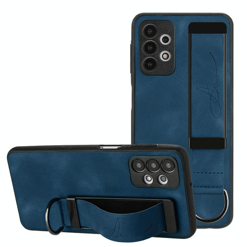 For Samsung Galaxy A33 5G Wristband Holder Leather Back Phone Case(Royal Blue)