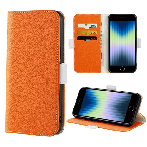 For iPhone SE 2022 / SE 2020 / 8 / 7 Candy Color Litchi Texture Leather Phone Case(Orange)