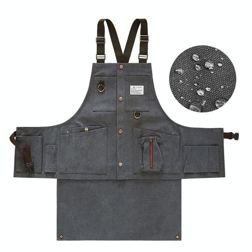 Canvas Electric Craftsmen Multi Pocket Tool Apron(Black Gray)