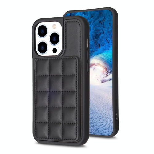 For iPhone 14 Pro Max Grid Card Slot Holder Phone Case(Black)