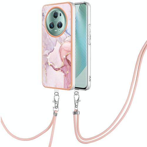 For Honor Magic5 Pro Electroplating Marble Dual-side IMD Phone Case with Lanyard(Rose Gold 005) For Honor Magic5 Pro Electroplating Marble Dual-side IMD Phone Case with Lanyard(Rose Gold 005)