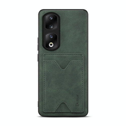 For Honor 90 Pro Denior PU Back Cover Card Slot Holder Phone Case(Green)
