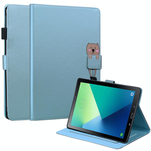For Samsung Galaxy Tab A 10.1 T580 Cartoon Buckle Leather Tablet Case(Blue)