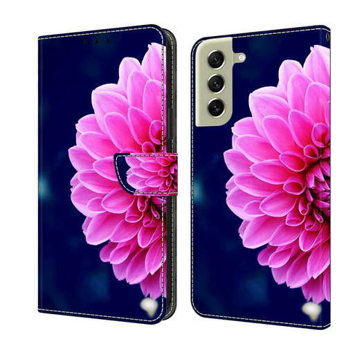 For Samsung Galaxy S21 FE 5G Crystal 3D Shockproof Protective Leather Phone Case(Pink Petals)