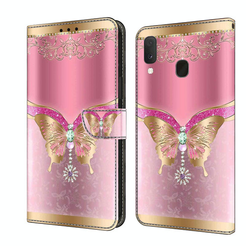 For Samsung Galaxy S10e Crystal 3D Shockproof Protective Leather Phone Case(Pink Bottom Butterfly)