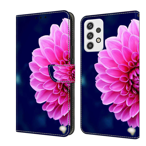 For Samsung Galaxy A23 5G Crystal 3D Shockproof Protective Leather Phone Case(Pink Petals)