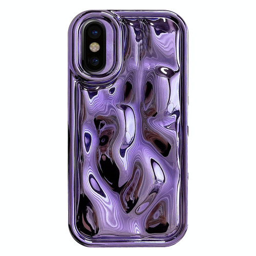 For iPhone X / XS Electroplating Meteorite Texture TPU Phone Case(Purple)