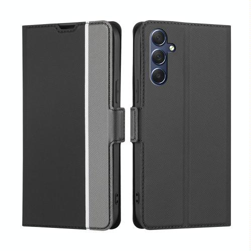 For Samsung Galaxy M54 5G Twill Texture Side Button Leather Phone Case(Black)