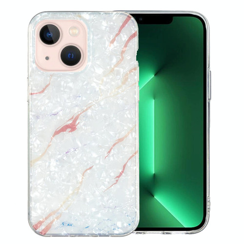 For iPhone 13 IMD Shell Pattern TPU Phone Case(White Marble)