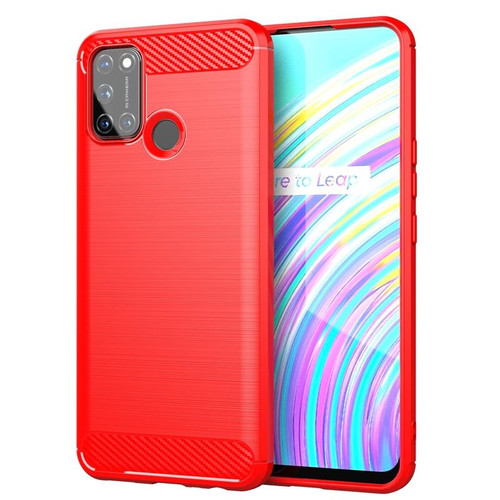 For Realme C17 Brushed Texture Carbon Fiber TPU Phone Case(Red) For Realme C17 Brushed Texture Carbon Fiber TPU Phone Case(Red)