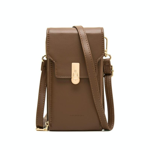 Large-capacity Multi-compartment Single-shoulder Phone Bag Mini Messenger Bag(Brown)