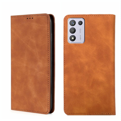For OPPO K9s/Realme Q3s Skin Feel Magnetic Horizontal Flip Leather Phone Case(Light Brown)