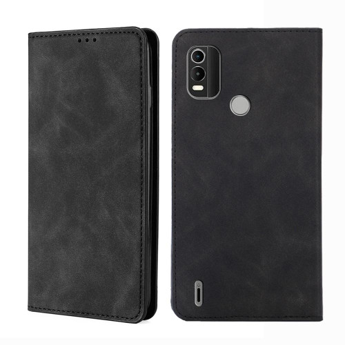 For Nokia C21 Plus Skin Feel Magnetic Horizontal Flip Leather Phone Case(Black)