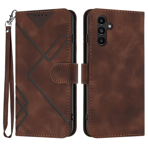 For Samsung Galaxy A14 4G Line Pattern Skin Feel Leather Phone Case(Coffee) For Samsung Galaxy A14 4G Line Pattern Skin Feel Leather Phone Case(Coffee)