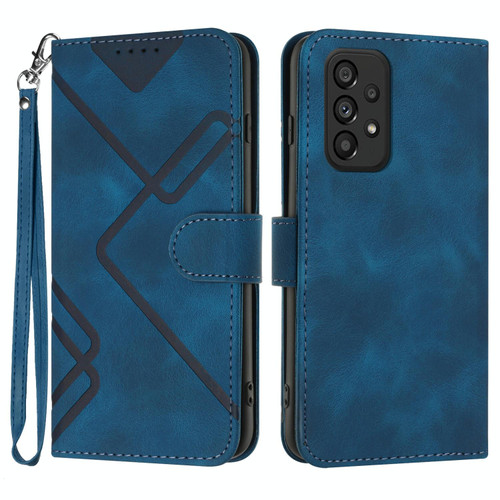 For Samsung Galaxy A72 4G/5G Line Pattern Skin Feel Leather Phone Case(Royal Blue)