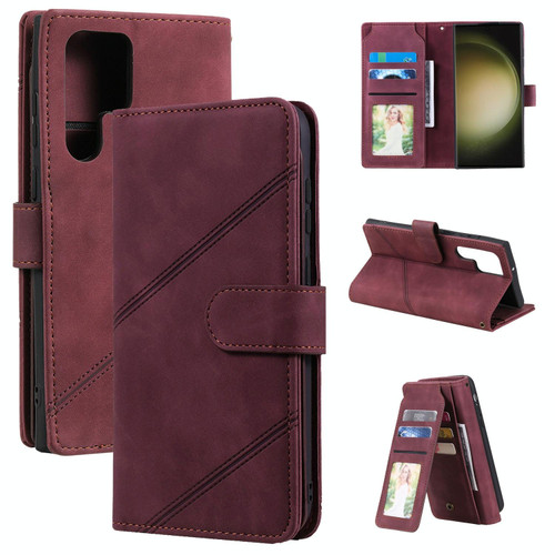For Samsung Galaxy S23 Ultra 5G Skin Feel Multi-card Wallet Leather Phone Case(Wine Red) For Samsung Galaxy S23 Ultra 5G Skin Feel Multi-card Wallet Leather Phone Case(Wine Red)