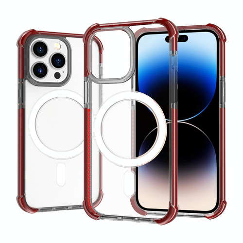 For iPhone 14 Pro Magsafe Magnetic Acrylic Shockproof Phone Case(Wine Red)